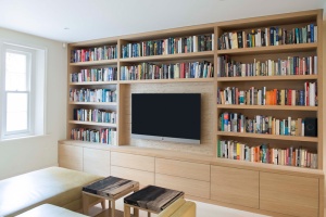 bookshelves and TV